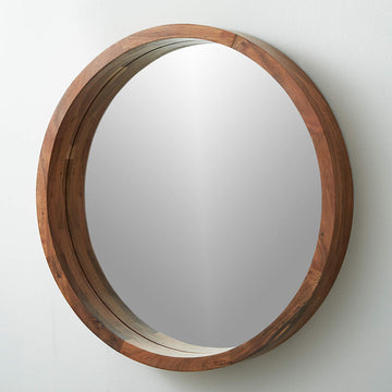 Miroir rond bois d'acacia